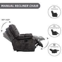 Canmov Manual Recliner Chair with Vibration Massage & Heat, Soft Fabric Lounge Chair