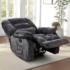 Canmov Manual Recliner Chair with Vibration Massage & Heat, Soft Fabric Lounge Chair