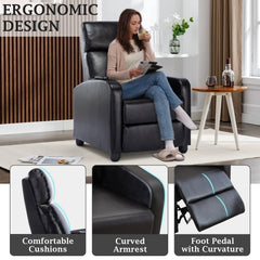 Canmov Massage Recliner Chair with 2 Vibrating Nodes, 160° Adjustable Manual Recliner, Black