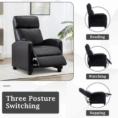 Canmov Massage Recliner Chair with 2 Vibrating Nodes, 160° Adjustable Manual Recliner, Black