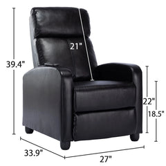 Canmov Massage Recliner Chair with 2 Vibrating Nodes, 160° Adjustable Manual Recliner, Black