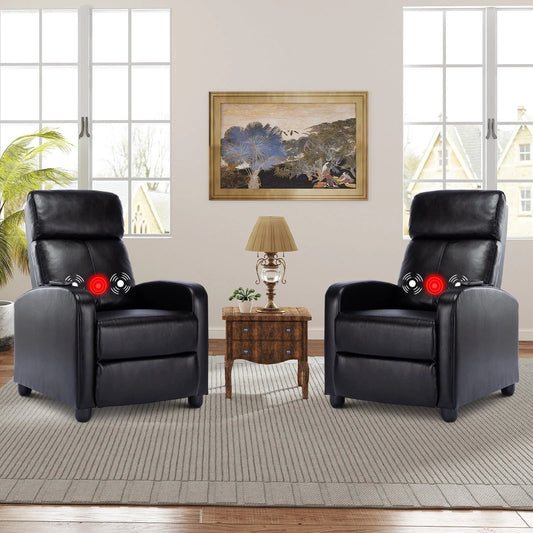 Canmov Massage Recliner Chair with 2 Vibrating Nodes, 160° Adjustable Manual Recliner, Black