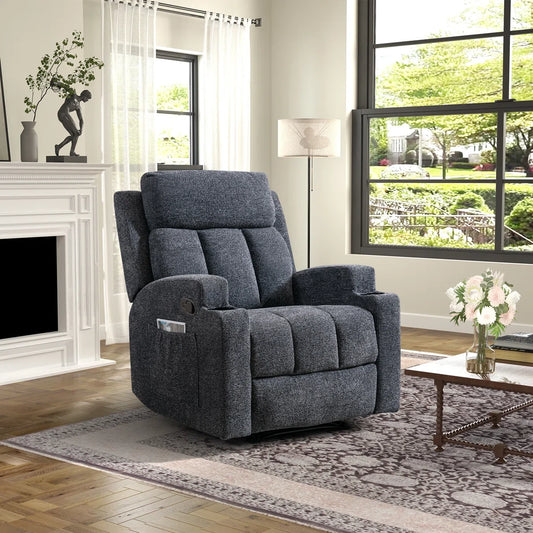 Canmov Massage Recliner Chair with Heat, Manual Reclining Chair with Cup Holder