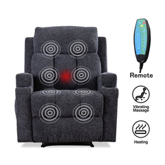Canmov Massage Recliner Chair with Heat, Manual Reclining Chair with Cup Holder