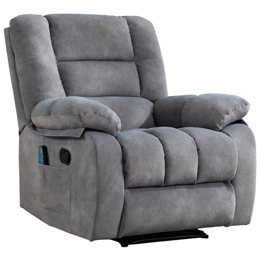 Canmov Massage Recliner Chair with Vibration & Heat, Manual Fabric Recliner Sofa