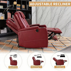 Canmov Power Recliner Chair, PU Leather Home Theater Seat with Cup Holders