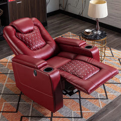 Canmov Power Recliner Chair, PU Leather Home Theater Seat with Cup Holders