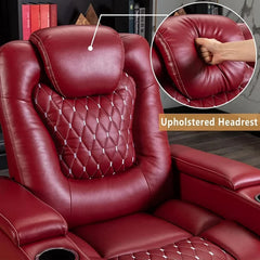 Canmov Power Recliner Chair, PU Leather Home Theater Seat with Cup Holders