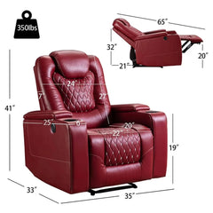 Canmov Power Recliner Chair, PU Leather Home Theater Seat with Cup Holders