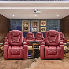 Canmov Power Recliner Chair, PU Leather Home Theater Seat with Cup Holders