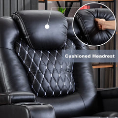 Canmov Power Recliner Chair, PU Leather Reclining Sofa with USB Ports, Cup Holders & Storage