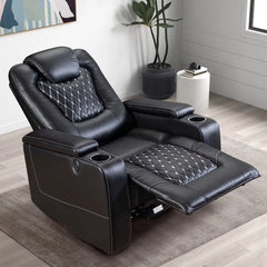 Canmov Power Recliner Chair, PU Leather Reclining Sofa with USB Ports, Cup Holders & Storage