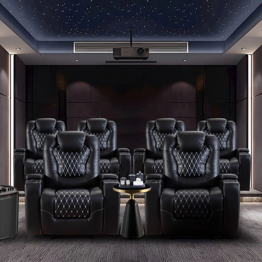 Canmov Power Recliner Chair, PU Leather Reclining Sofa with USB Ports, Cup Holders & Storage