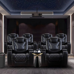 Canmov Power Recliner Chair, PU Leather Reclining Sofa with USB Ports, Cup Holders & Storage