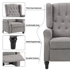 Canmov Pushback Recliner Chair, Wingback Accent Armchair with Rivet Decoration