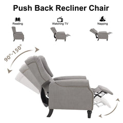 Canmov Pushback Recliner Chair, Wingback Accent Armchair with Rivet Decoration