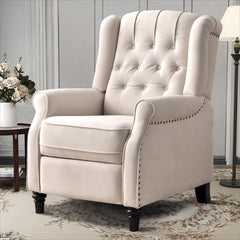 Canmov Pushback Recliner Chair with Rivet Decoration, Upholstered Reclining Armchair