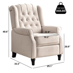 Canmov Pushback Recliner Chair with Rivet Decoration, Upholstered Reclining Armchair