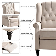 Canmov Pushback Recliner Chair with Rivet Decoration, Upholstered Reclining Armchair