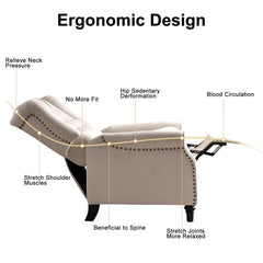 Canmov Pushback Recliner Chair with Rivet Decoration, Upholstered Reclining Armchair