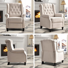 Canmov Pushback Recliner Chair with Rivet Decoration, Upholstered Reclining Armchair