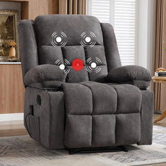 Canmov Soft Fabric Manual Recliner Chair with Vibration Massage & Lumbar Heat