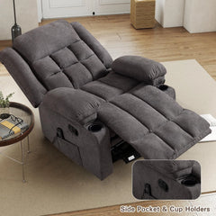 Canmov Soft Fabric Manual Recliner Chair with Vibration Massage & Lumbar Heat