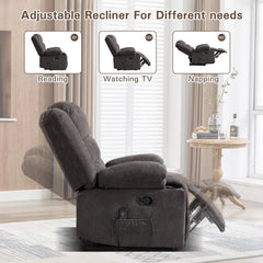 Canmov Soft Fabric Manual Recliner Chair with Vibration Massage & Lumbar Heat