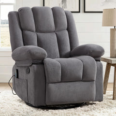 Canmov Swivel Rocker Recliner Chair with Heat & Vibration, Manual Glider Recliner