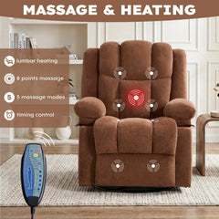 Canmov Swivel Rocker Recliner Chair with Heat & Vibration, Manual Glider Recliner