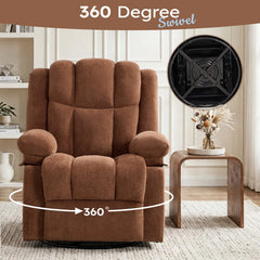 Canmov Swivel Rocker Recliner Chair with Heat & Vibration, Manual Glider Recliner