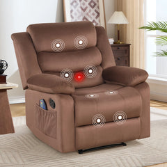 Canmov Velvet Massage Recliner Chair with Heat, Manual Reclining Single Sofa Chair