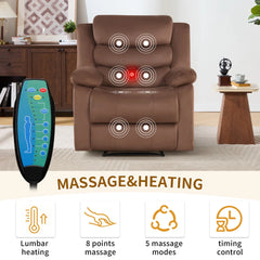 Canmov Velvet Massage Recliner Chair with Heat, Manual Reclining Single Sofa Chair