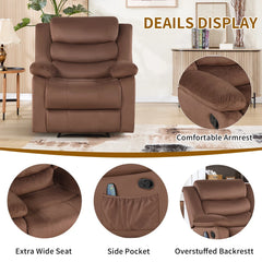 Canmov Velvet Massage Recliner Chair with Heat, Manual Reclining Single Sofa Chair