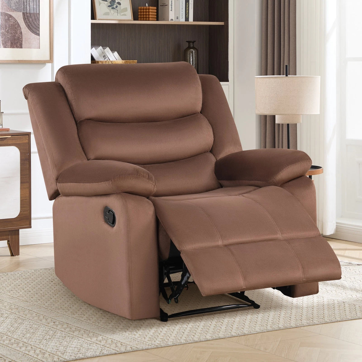 Canmov Velvet Massage Recliner Chair with Heat, Manual Reclining Single Sofa Chair