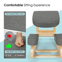Costway Ergonomic Kneeling Chair – Rocking Office Stool for Better Posture, Grey