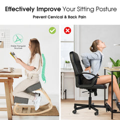 Costway Ergonomic Kneeling Chair – Rocking Office Stool for Better Posture, Grey