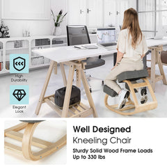 Costway Ergonomic Kneeling Chair – Rocking Office Stool for Better Posture, Grey