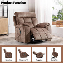 EBELLO Big & Tall Power Lift Recliner Chair with Massage & Heat for Elderly