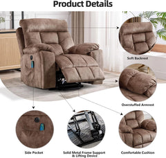 EBELLO Big & Tall Power Lift Recliner Chair with Massage & Heat for Elderly