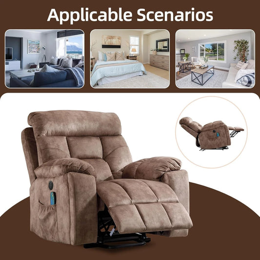 EBELLO Big & Tall Power Lift Recliner Chair with Massage & Heat for Elderly