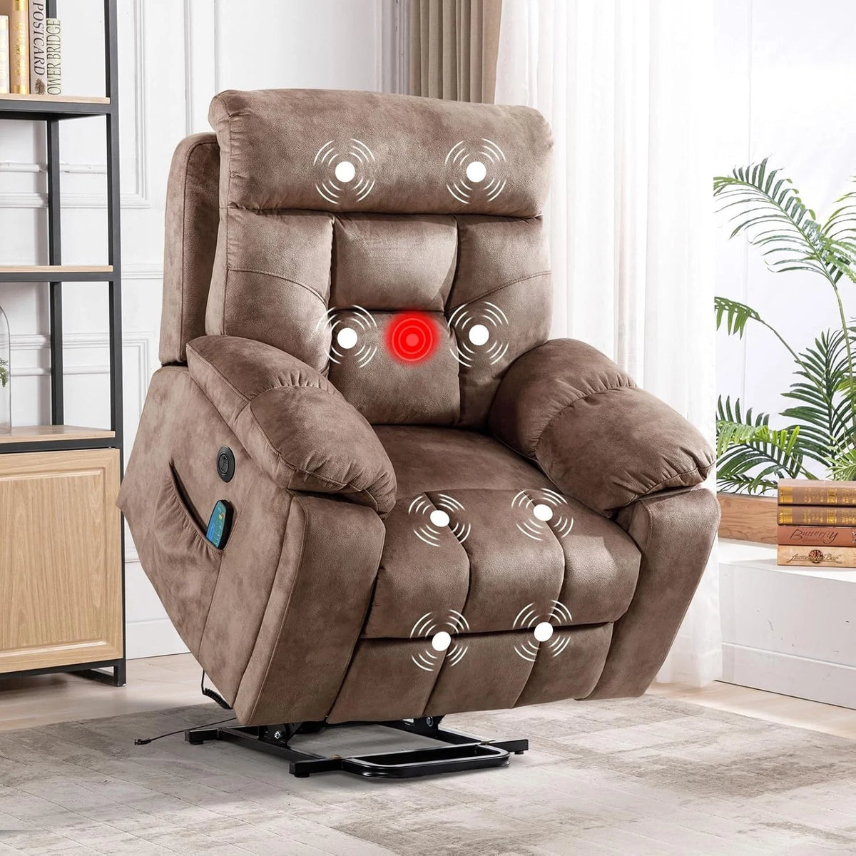 EBELLO Big & Tall Power Lift Recliner Chair with Massage & Heat for Elderly