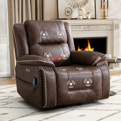 EBELLO Dual Motor Power Lift Recliner Chair with Massage & Heat, Faux Leather Electric Recliner