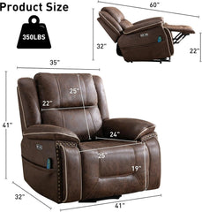 EBELLO Dual Motor Power Lift Recliner Chair with Massage & Heat, Faux Leather Electric Recliner