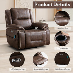 EBELLO Dual Motor Power Lift Recliner Chair with Massage & Heat, Faux Leather Electric Recliner