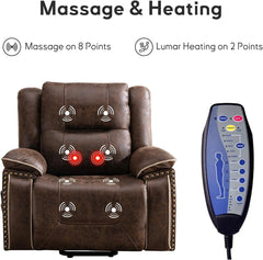 EBELLO Dual Motor Power Lift Recliner Chair with Massage & Heat, Faux Leather Electric Recliner