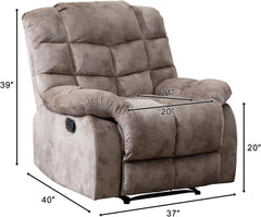 EBELLO Fabric Manual Recliner Chair, Soft Upholstered Reclining Chair with Padded Armrests