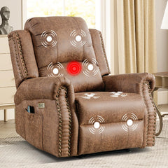 EBELLO Faux Leather Power Recliner Chair with Massage & Heat, Electric Reclining Chair