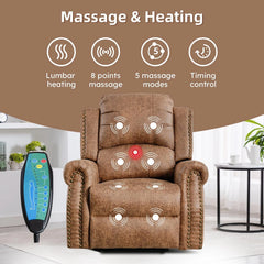 EBELLO Faux Leather Power Recliner Chair with Massage & Heat, Electric Reclining Chair