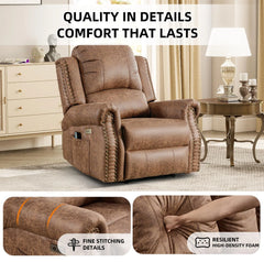 EBELLO Faux Leather Power Recliner Chair with Massage & Heat, Electric Reclining Chair